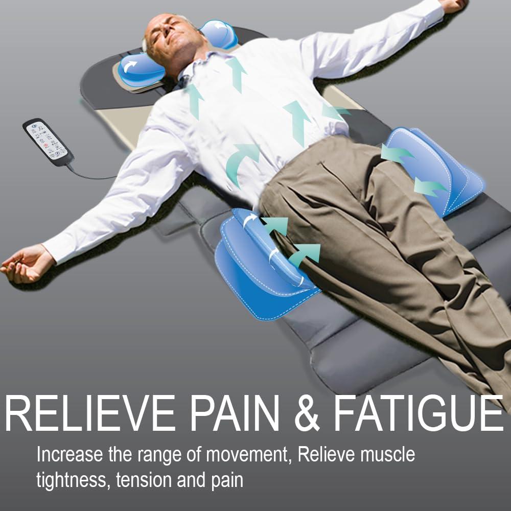 PHONECARE PHONECARE Full Body Stretching Massage Mat with Airbags. 3D Lumbar Traction - Neck, Back, Waist, Hip Relaxation & Pain Relief. Back Heating Massager Pad, Foldable & Portable.