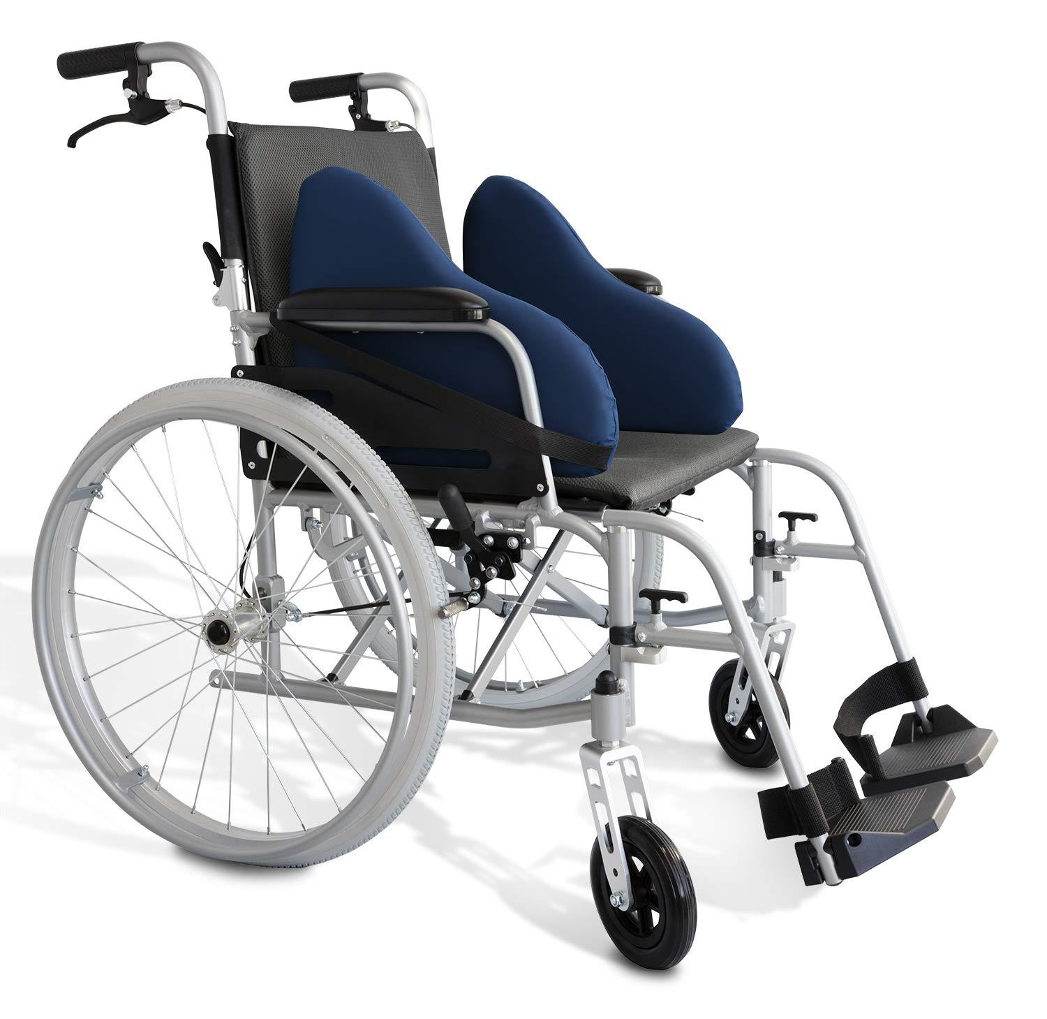 NYOrtho NYOrtho Wheelchair Lateral Support - L-Shape Padded Lateral Support Cushion with High-Performance Stretch Fabric Cover and Reversible Elastic Bands - Contoured Wheelchair Cushion for Better Posture