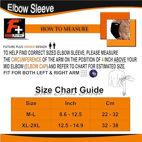 FUTURE PLUS Elbow Support Sleeve Brace | Antislip Elbow Brace Arm Supports for Tennis Elbow, Golfers Elbow, Arthritis, Tendonitis and Joint Pain Relief | Elbow Sleeve For Men\'s and Women(Pair) (XL - 2XL)