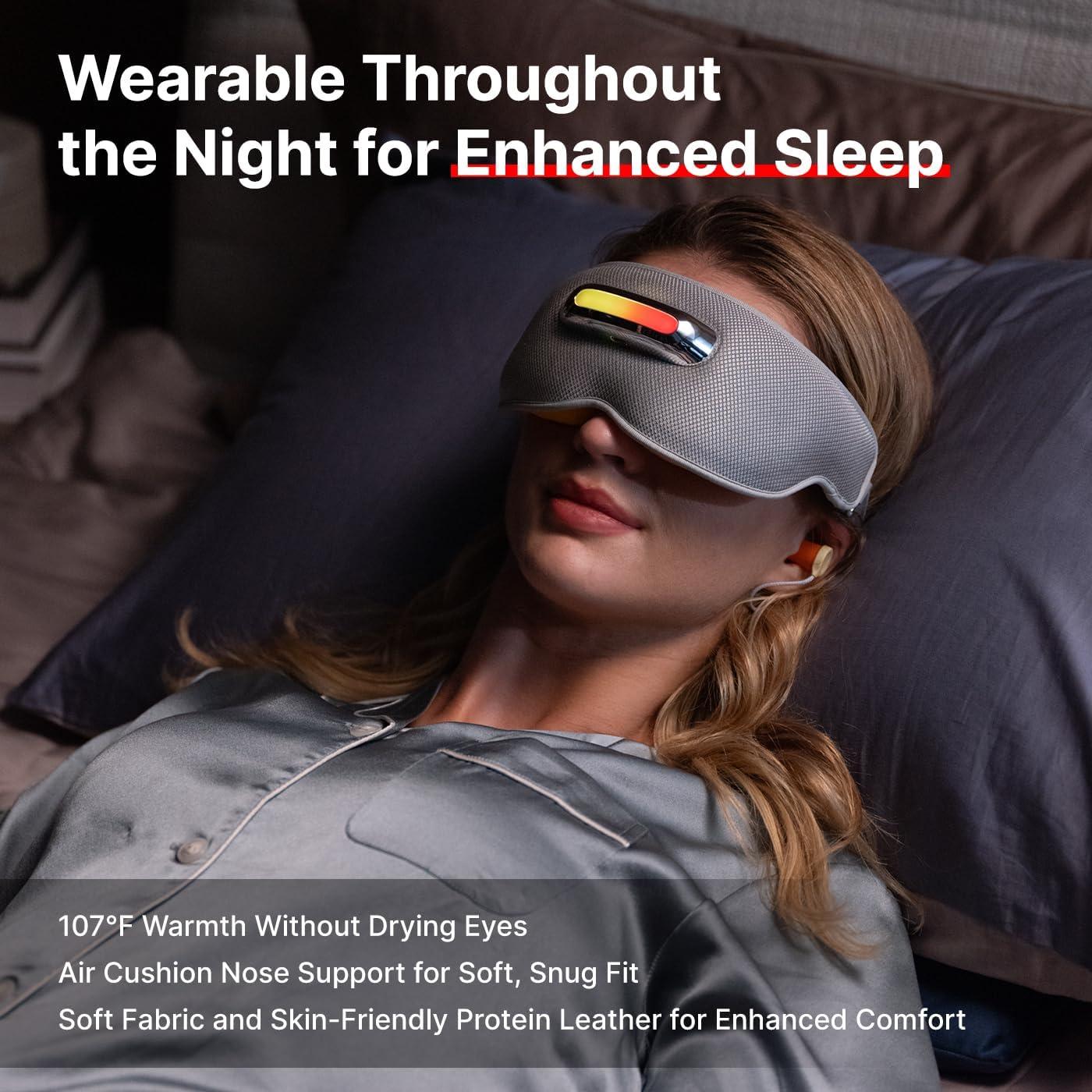 MOZA MOZA Heated Eye Mask for Sleep, Breath Guidance Eye Massager Blackout Sleeping Mask for Travel and Mindfulness, Birthday Gift Sleep Mask for Women Men, Meditation Eye Massager with Heat and Vibration