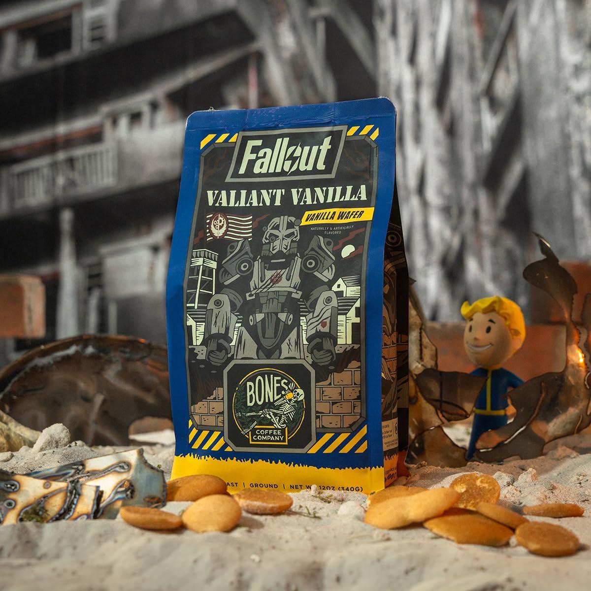 Bones Coffee Company Bones Coffee Company Fallout Valiant Vanilla Flavored Coffee Beans, Whole Bean Coffee Medium Roast Low Acid, Vanilla Wafer Flavor (12 oz)