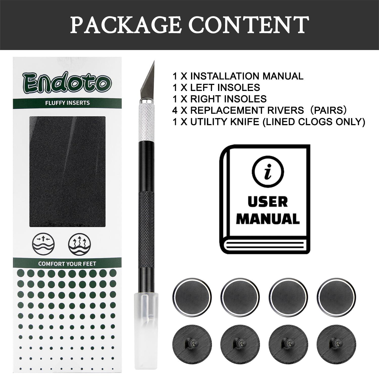 Endoto Fur Liner Inserts for Croc Replacement Fleece Fluffy Fuzzy Sherpa Lining Warm Insoles for Winter(Color:Black,Size:Woman 8/Man 6,Lined Clogs)