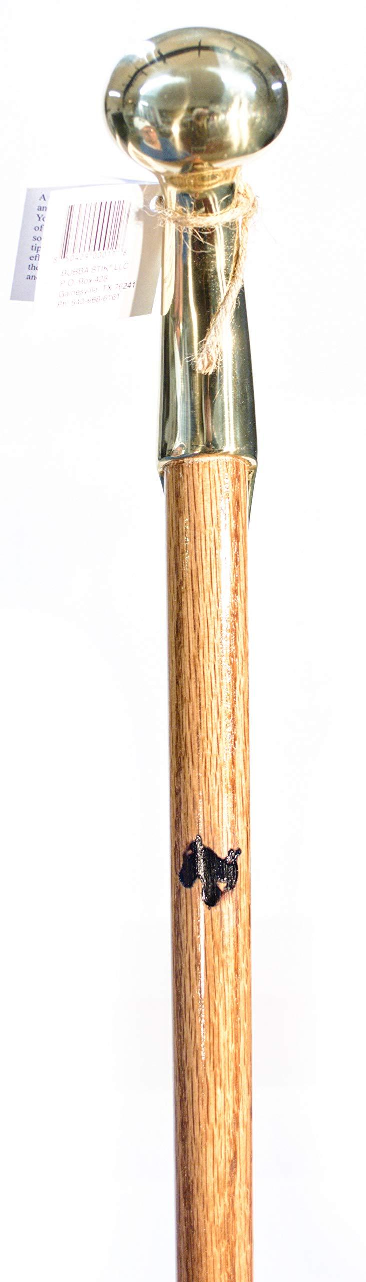 Bubba Stik Walking Cane - Original Bubba Stik "Standard" Style Walking Stick with Brass Hame Handle. Made in Texas by Real Texans. (Oak, 36" Tall)