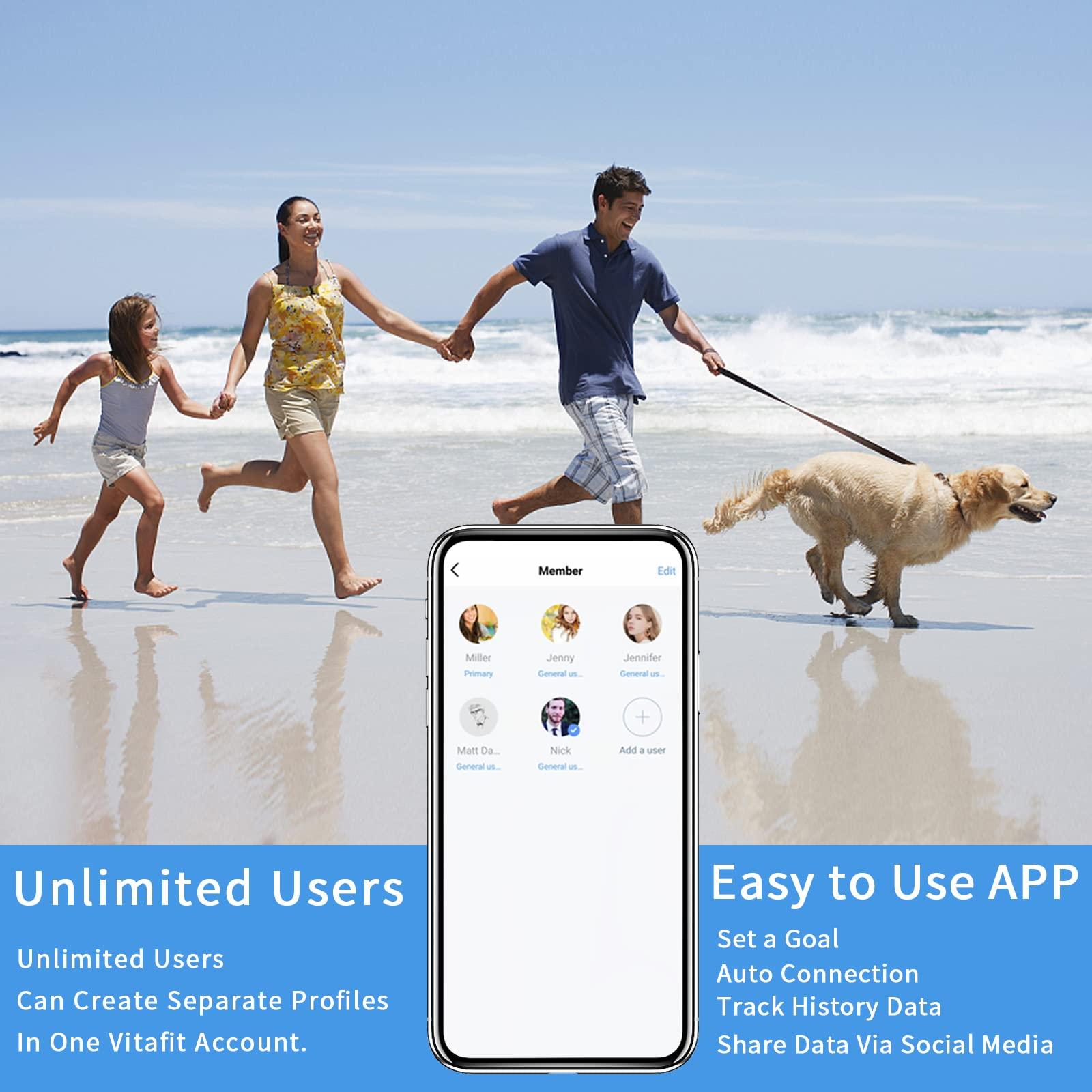 Vitafit Vitafit Smart Body Fat Weight Scale for Body Composition Monitors, Weighing Professional Since 2001,Digital Wireless Bathroom Scale for BMI Fat Water Muscle Sync App, 400lb, Black