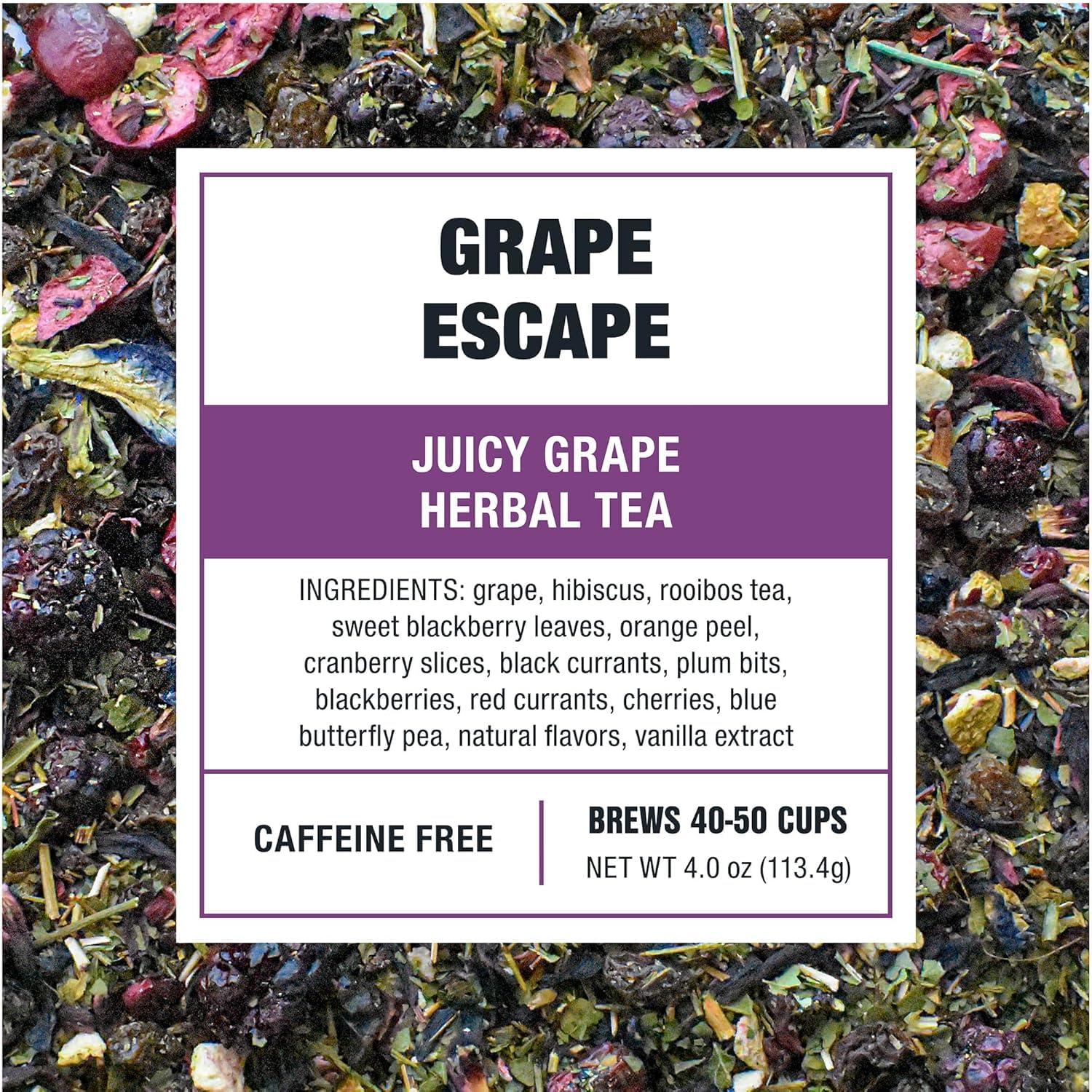 Tiesta Tea Tiesta Tea - Grape Escape | Loose Leaf | Juicy Grape Herbal Tea | Non Caffeinated Fruit Blends | Make Hot or Iced Up to 50 Cups | 4 oz Refillable Tin