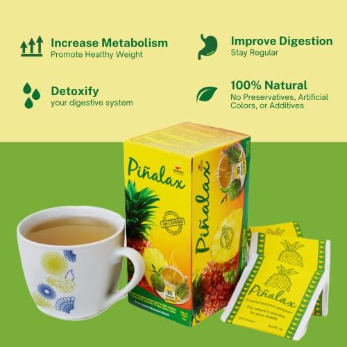 PIALAX PINALAX Pineapple Pia 100% Natural Blend Detox-Tea promotes digestion | Artichoke, Green Tea, Stevia, Yacon, Senna, Horsetail, and Fennel | 30 Tea Bags