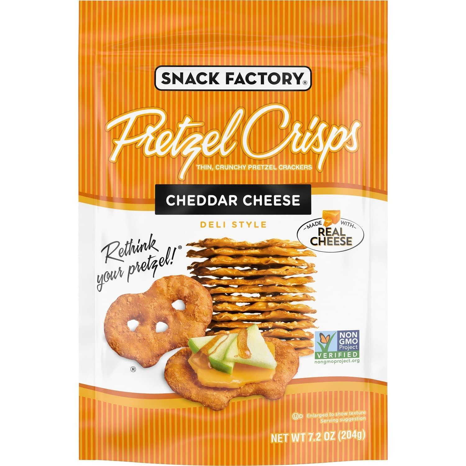Snack Factory Snack Factory Pretzel Crisps, Cheddar Cheese, 7.2 Oz (Pack of 12)