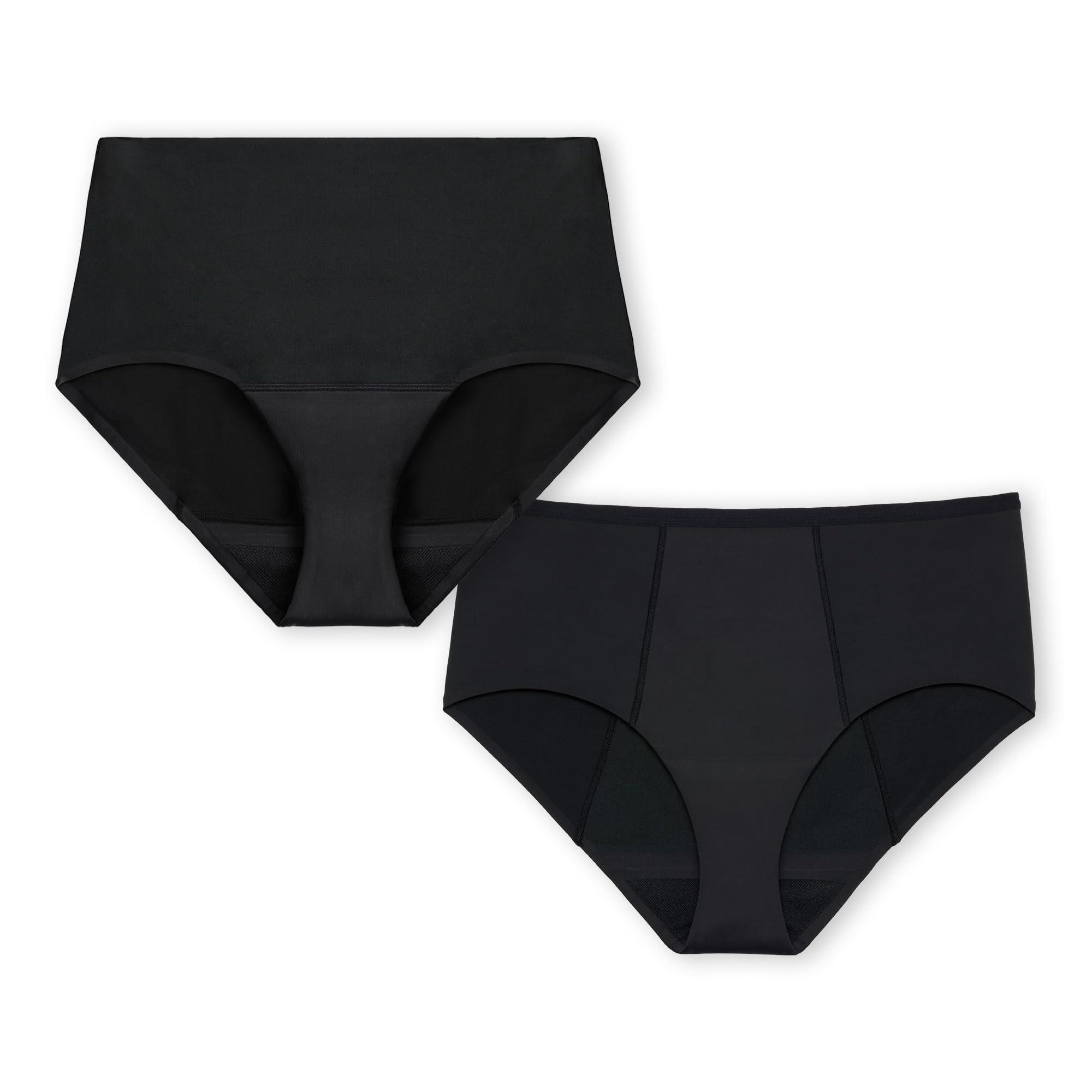 Proof. Proof. by Always Period Underwear 2pk Bundle, Super Heavy & Overnight High Rise Briefs - Medium - Washable Leakproof Period Panties for Women hold up to 7-9 Regular Tampons - Black