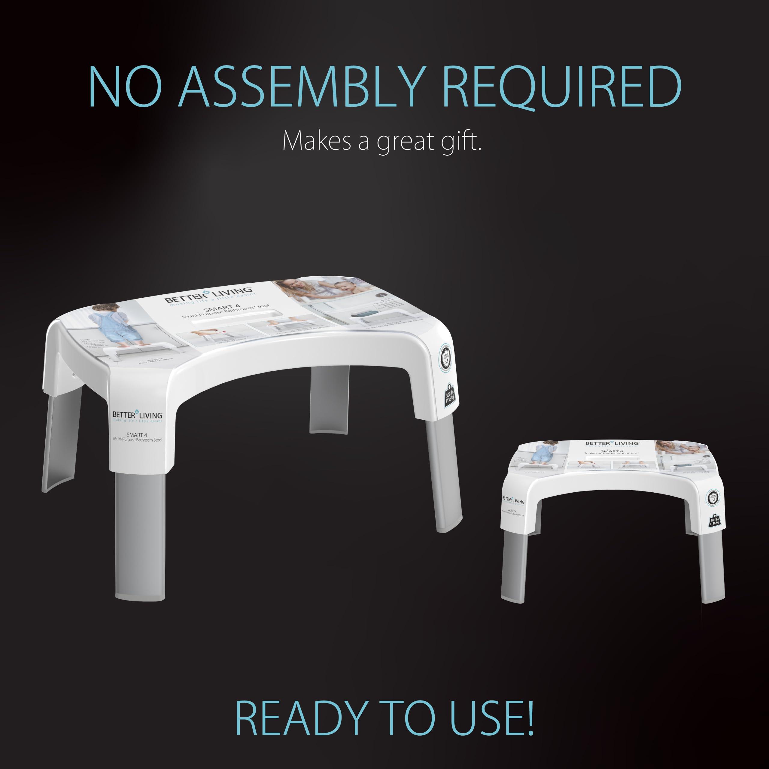 Better Living Better Living Products Smart Multi-Purpose Bathroom/Shower Stool, White with Aluminum Legs