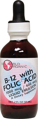 World Organics World Organics Liquid B-12 with Folic Acid, 2 Ounce