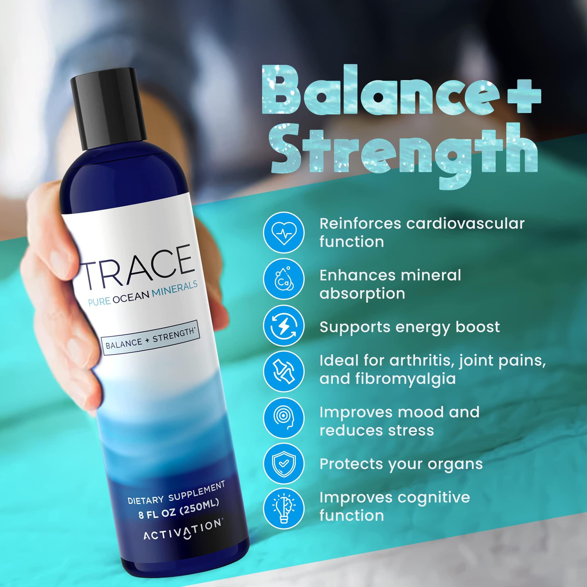 ACTIVATION Pure Trace Ocean Minerals by Activation Products - Pure Ocean Liquid Minerals to Add to Water, with 70+ Potent Ionic Trace Elements for Energy Boost, Muscle & Joint Health, and Heart Health, 8 fl oz