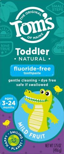 Tom's of Maine Tom\'s of Maine Toddlers Fluoride-Free Natural Toothpaste in Mild Fruit Gel, 1.75 Ounce