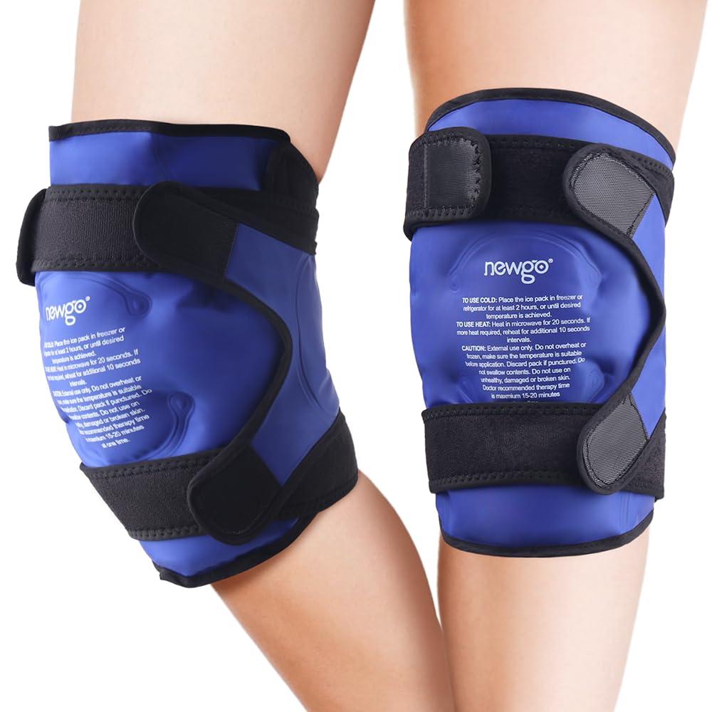 NEWGO NEWGO Ice Pack for Knee Replacement Surgery, Reusable Gel Cold Pack Wrap Around Entire Knee for Knee Injuries, Pain Relief, Swelling, Bruises (2Pack Blue)