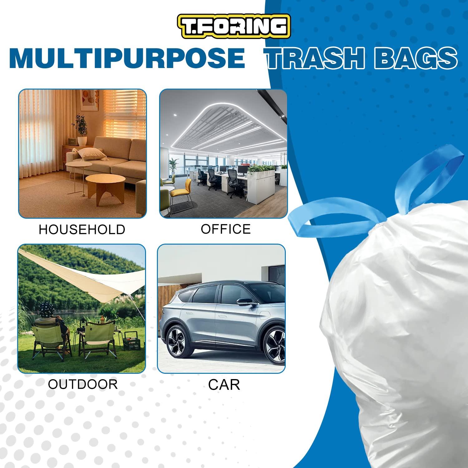 T.FORING T.FORING 5 Gallon Trash Bags Drawstring 1.1 Mil - 120 Count 18 Liter Small Garbage Bags for Bathroom, Strong Unscented White Plastic Wastebasket Bin Liners for Kitchen Office Toilet and Bedroom