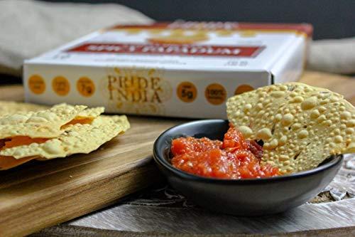 Pride Of India Pride Of India - Spicy Chickpea Masala Papadum Lentil Crisp, Pack of 6 - 10 count Box (3.53oz - 100gm) - Instant Popping Chips, Gluten-Free Crackers, Healthy Indian Snacks
