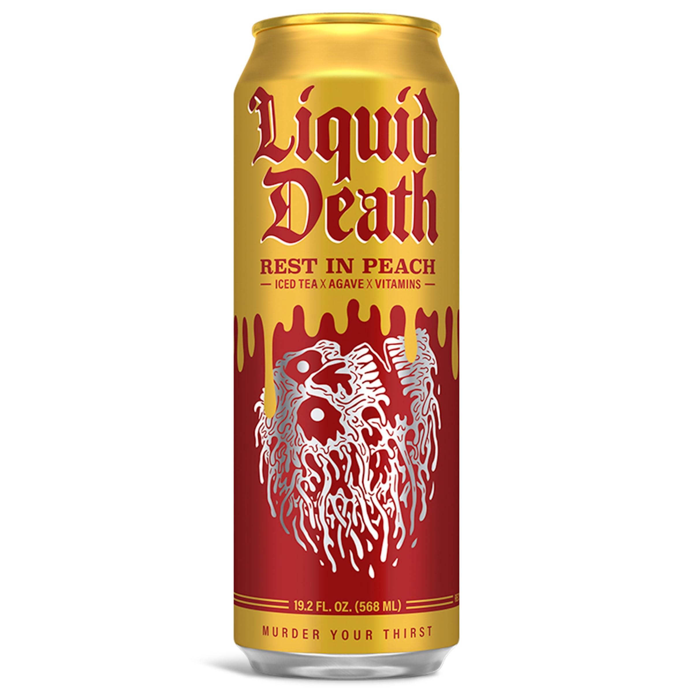 Liquid Death Liquid Death, Rest In Peach Iced Tea, 8-Pack (King Size 19.2oz Cans), Peach Flavored Tea Sweetened With Real Agave, B12 & B6 Vitamins, Low Calorie & Low Sugar