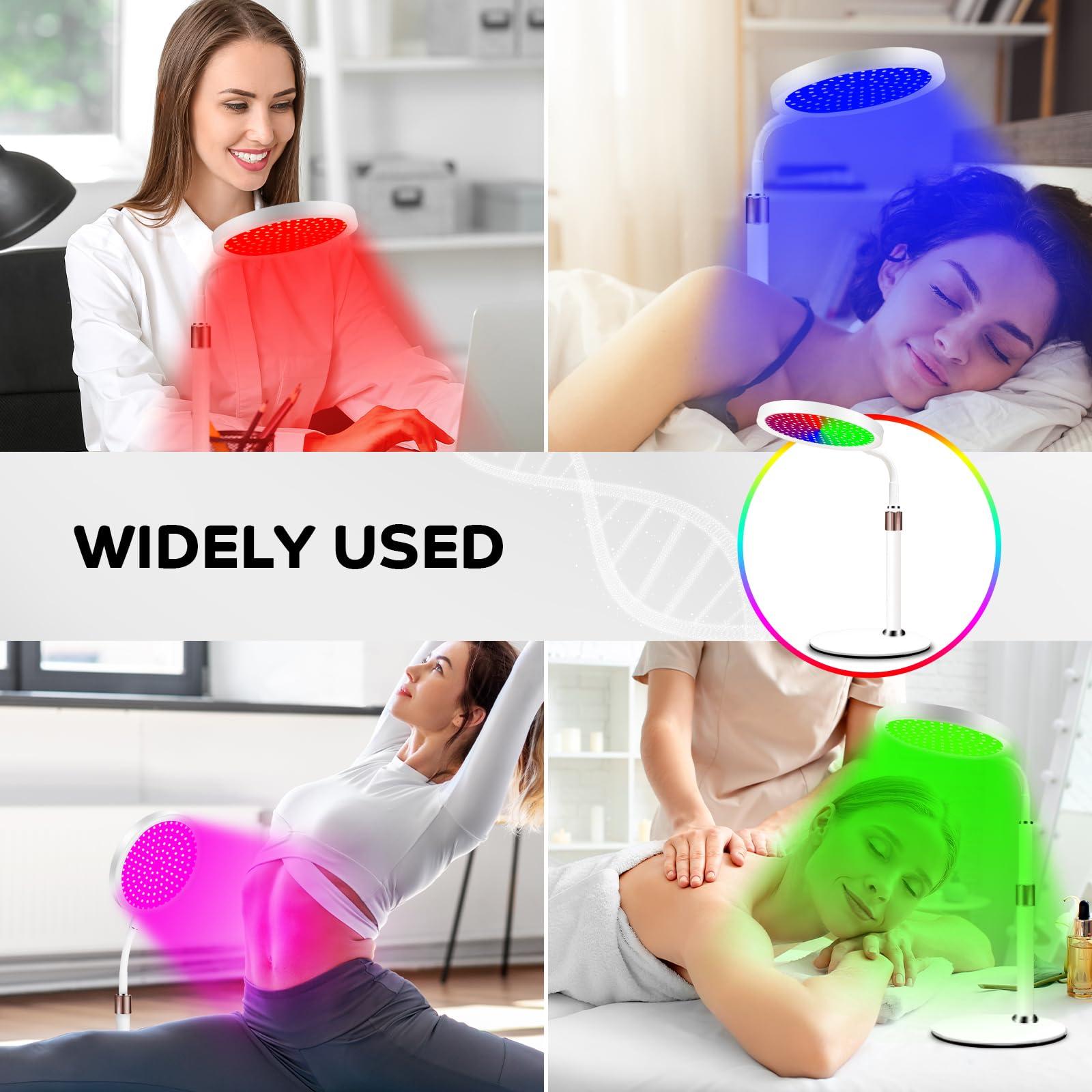 Devowellte 7 Colors LED Red Light Therapy Lamp with Stand & 7 Color Red Light Therapy Lamp with Base