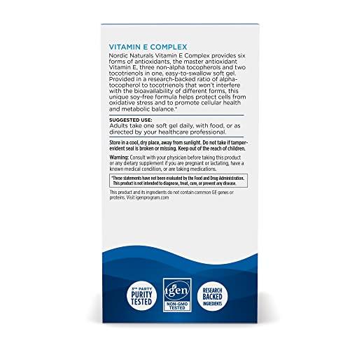 Nordic Naturals Nordic Naturals Vitamin E Complex, Unflavored - 30 Soft Gels - 6 Forms of Vitamin E for Antioxidant Support - Cellular Protection - Non-GMO - 30 Servings