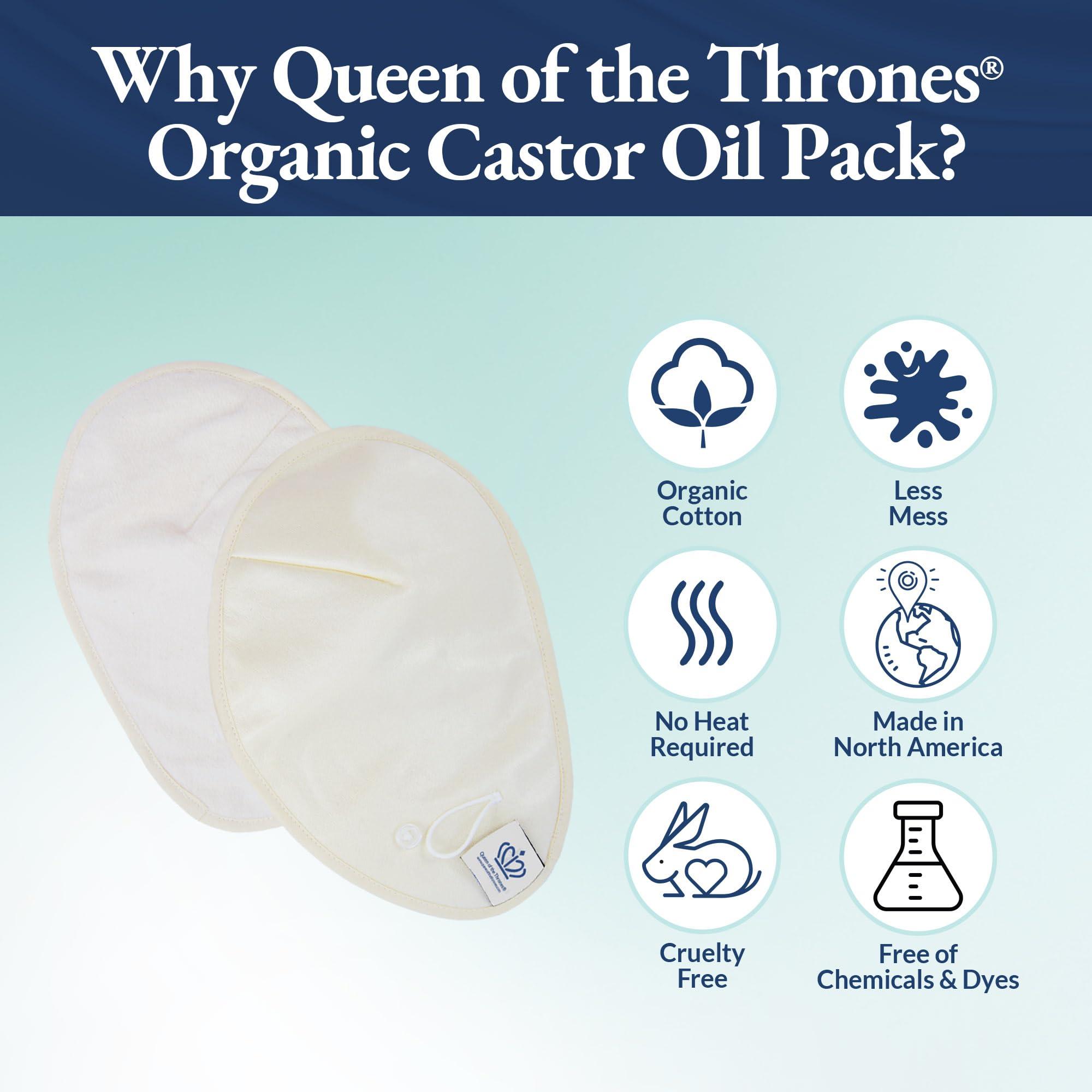 QUEEN OF THE THRONES QUEEN OF THE THRONES Castor Oil Pack for Breast (Large) - Heatless, Less-Mess, Reusable - Organic Cotton Flannel, Comfort Fit, Soft Straps & Naturopathic Doctor Designed (Castor Oil Sold Separately)