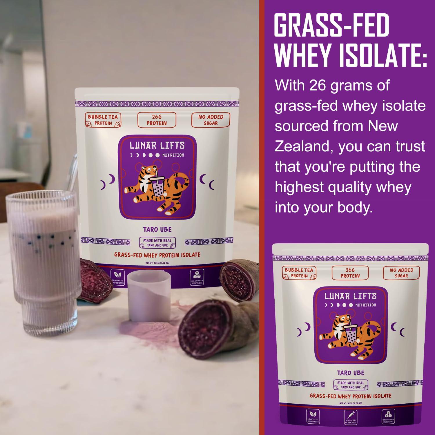 Lunar Lifts Nutrition Lunar Lifts Nutrition Taro Ube Boba Tea Protein Powder | 26g Taro Milk Tea Powder | Whey Protein Isolate Powder | Bubble Tea High Protein Powder | No Added Sugars or Artificial Ingredients