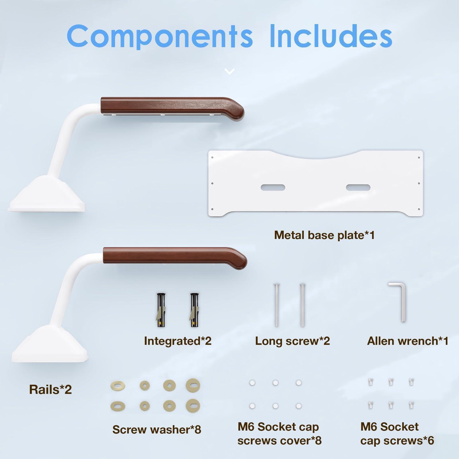 HWAEYEM Toilet Safety Rails for Seniors520lbs), Adjustable Toilet Handle for The Elderly and Disabled, Handicap Toilet Safety Frame Grab Bars, Toilet Support Rails