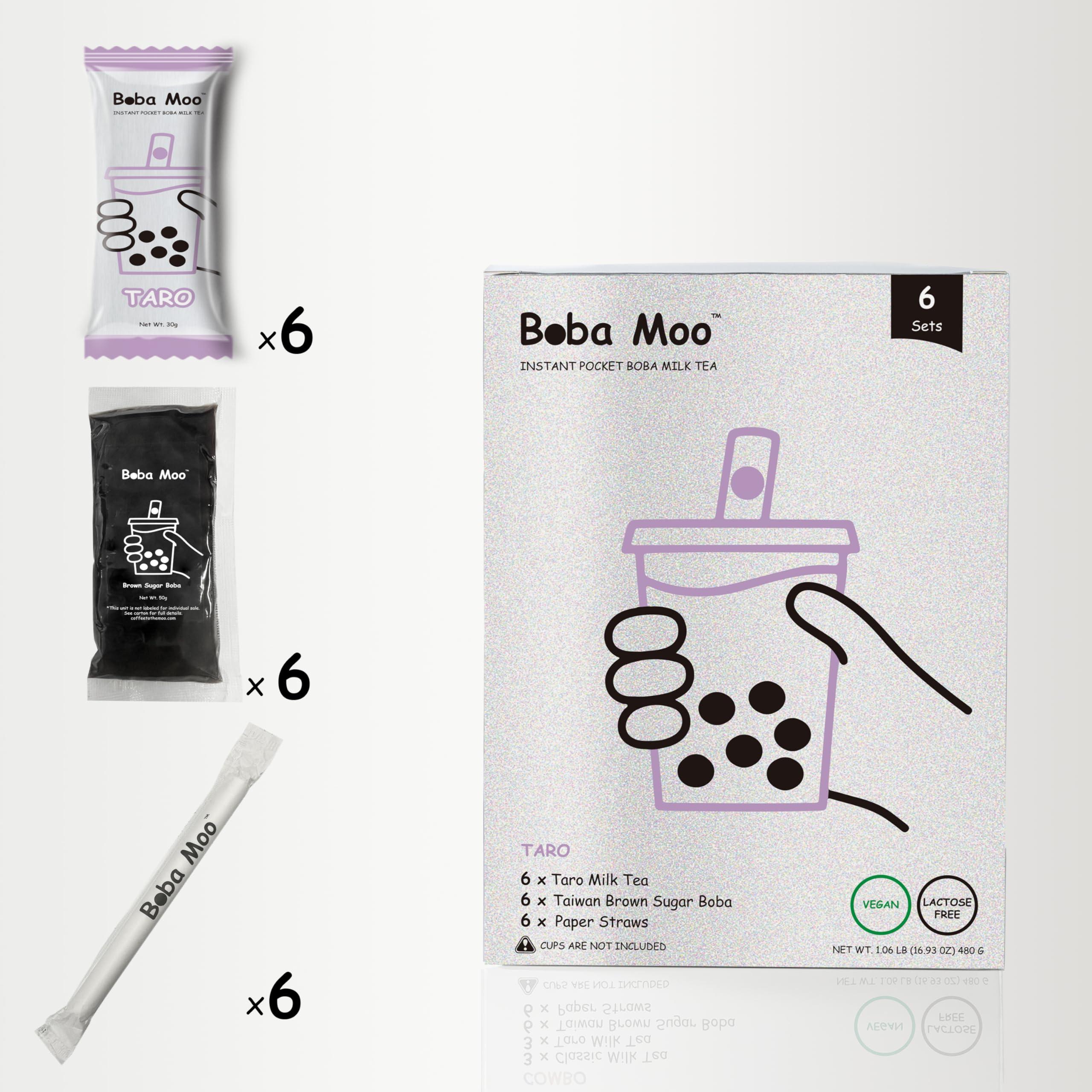 Boba Moo Boba Moo Premium Boba Tea Kit With Taro Milk Tea Flavor - Only 10,000 Kits Yearly, Small Batch Bubble Tea Kit With Exceptional Taste & Chewiness, Vegan, Lactose-Free, 6 Servings