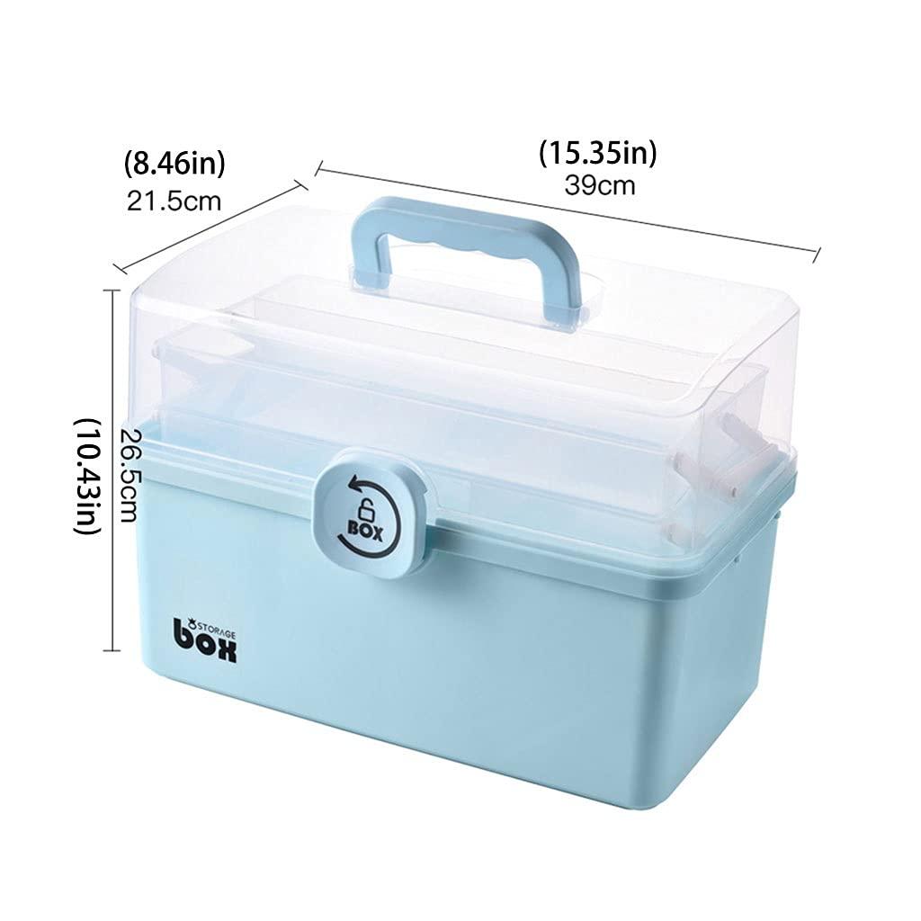 luckxuan First Aid Kit/Medicine Box First Aid Kit Plastic Medicine Box Household Large-capacity Multi-layer Storage Box Portable First-aid Medicine Storage Box Family First Aid Box ( Color : Bigblue Mug , Size