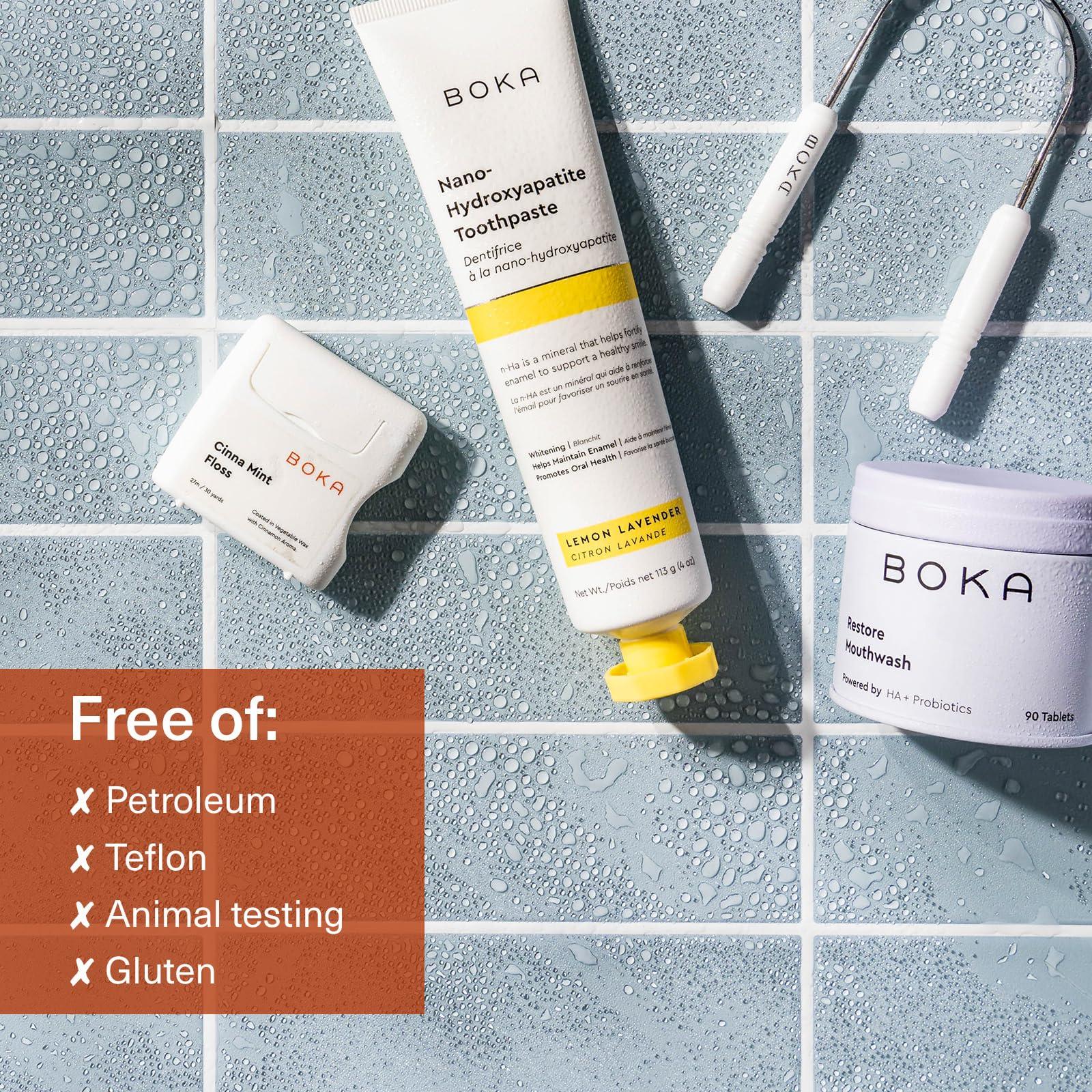 Boka Boka Cinna Mint Woven Dental Floss, Made from Natural Vegetable Wax, Teflon-Free, 30 Yards of Waxed Floss (Pack of 1)