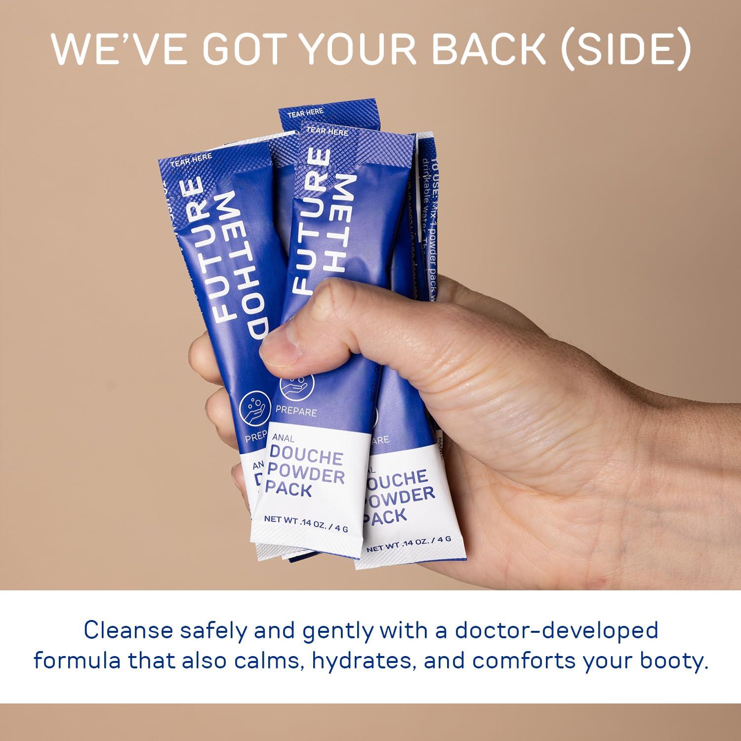 FUTURE METHOD Anal Douche Powder with Reuseable Beaker - pH Balanced & Soothing Anal Flush Cleanser for Enema Bulbs (20 Pack)