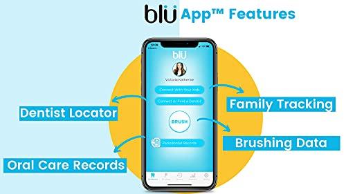 Blu Blu Smart Bluetooth Enabled Kids Toothbrush with Live Tracking App to Teach Children Healthy Brushing Habits, Share Results with Your Dentist (Blue). Wireless Rechargeable Electric.