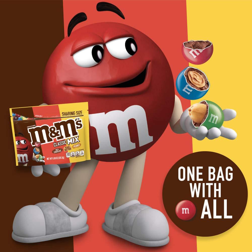 M&M'S M&M\'S Classic Mix of Peanut, Peanut Butter & Milk Chocolate Candy, Sharing Size, 8.3 oz Bags (Pack of 8)