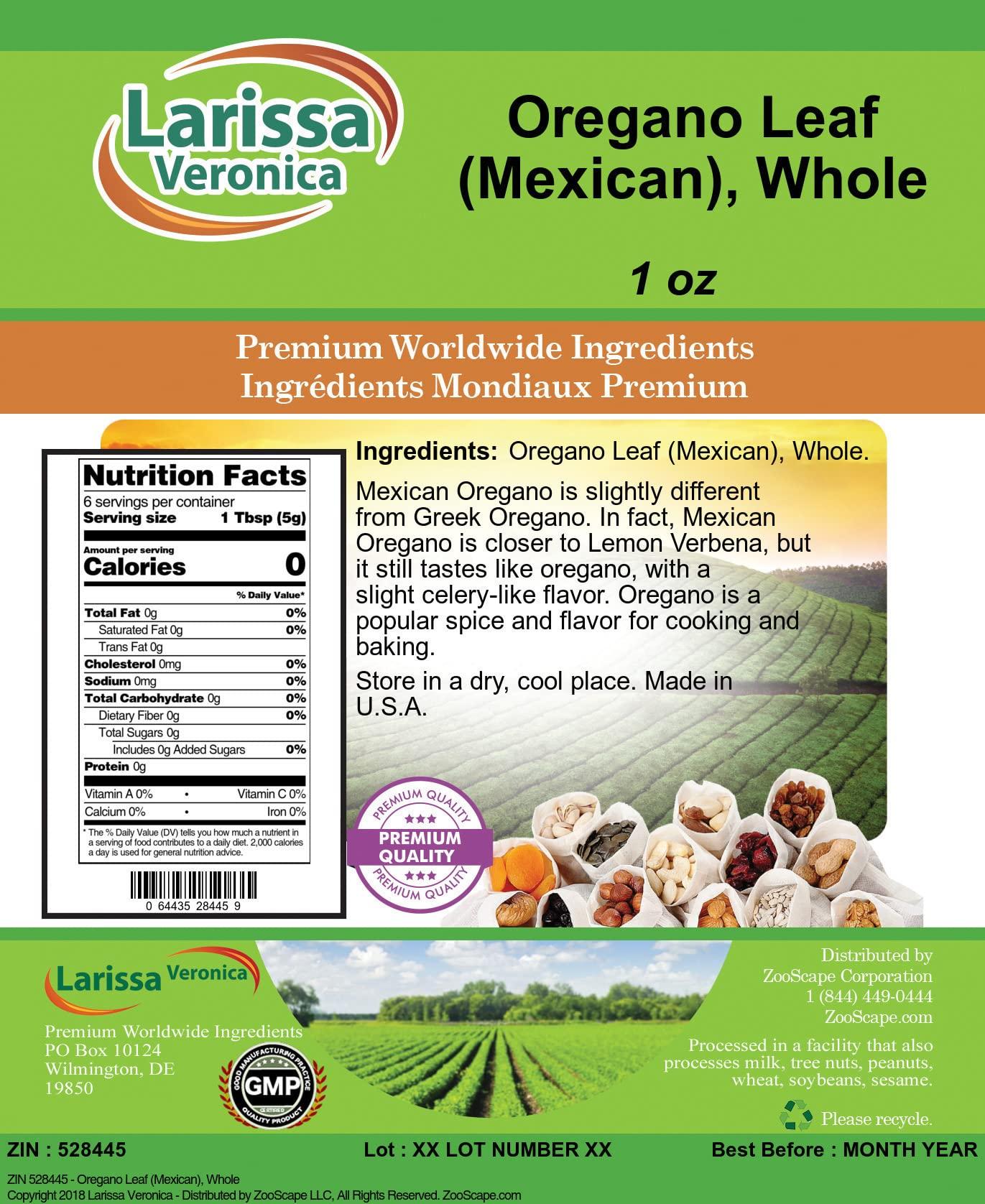Larissa Veronica Oregano Leaf (Mexican), Whole (1 oz, ZIN: 528445) - 3 Pack