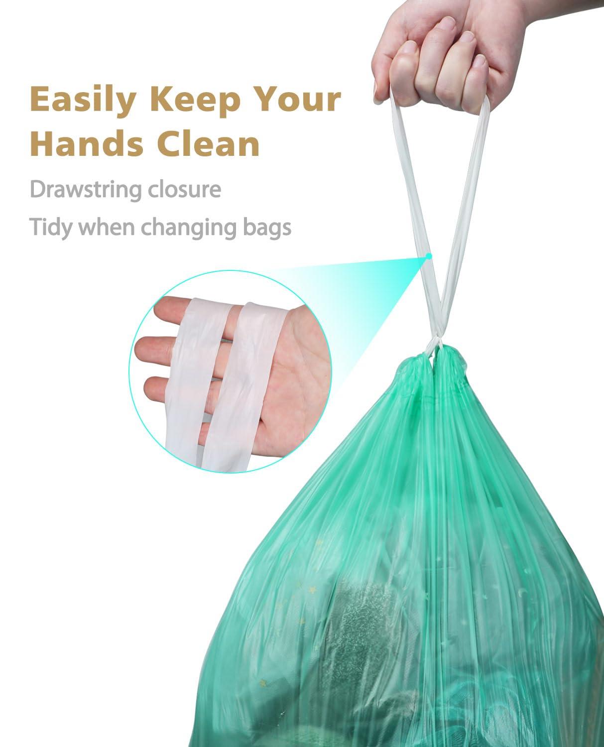 AYOTEE Small Compost Bags 1.2 Gallon 125 Count, AYOTEE Drawstring Mini Trash Bags, Strong Small Compostable Trash Bags Small Bathroom Trash Bags for Home Kitchen Office Fit 4.5-5 Liter Trash Can, 1-1.5 Gal