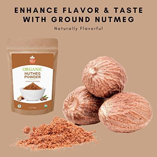SPICY ORGANIC SPICY ORGANIC Ceylon Organic Nutmeg Powder (16 oz Pack) Certified USDA Organic - Fresh Ground Nutmeg Spice for Baking, Cooking, Spices and Seasoning