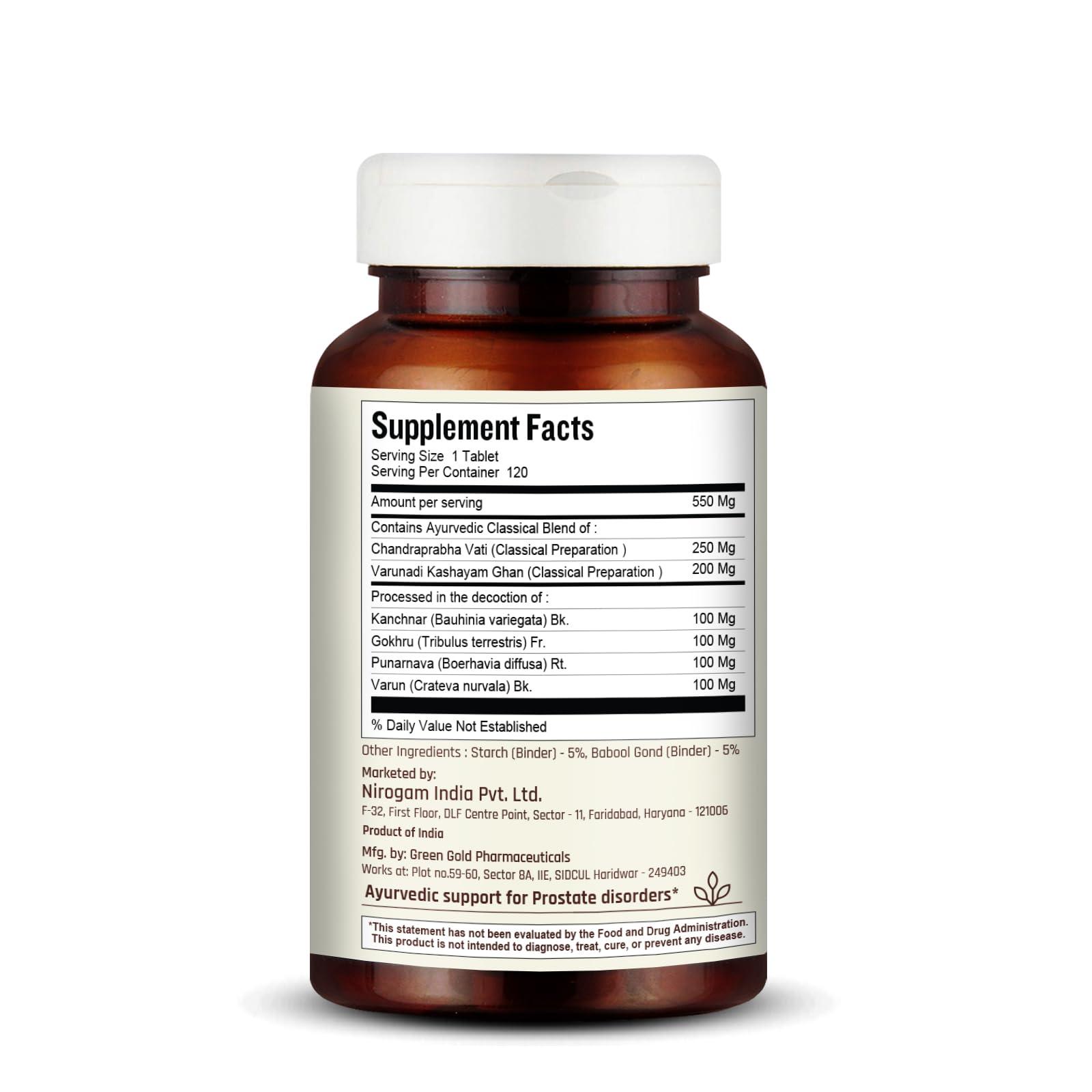 Nirogam Nirogam Purushrink Prostate Health Supplement for Men | Support Better Sleep and Urinary Health | Natural Ayurvedic Formula 120 Tablets