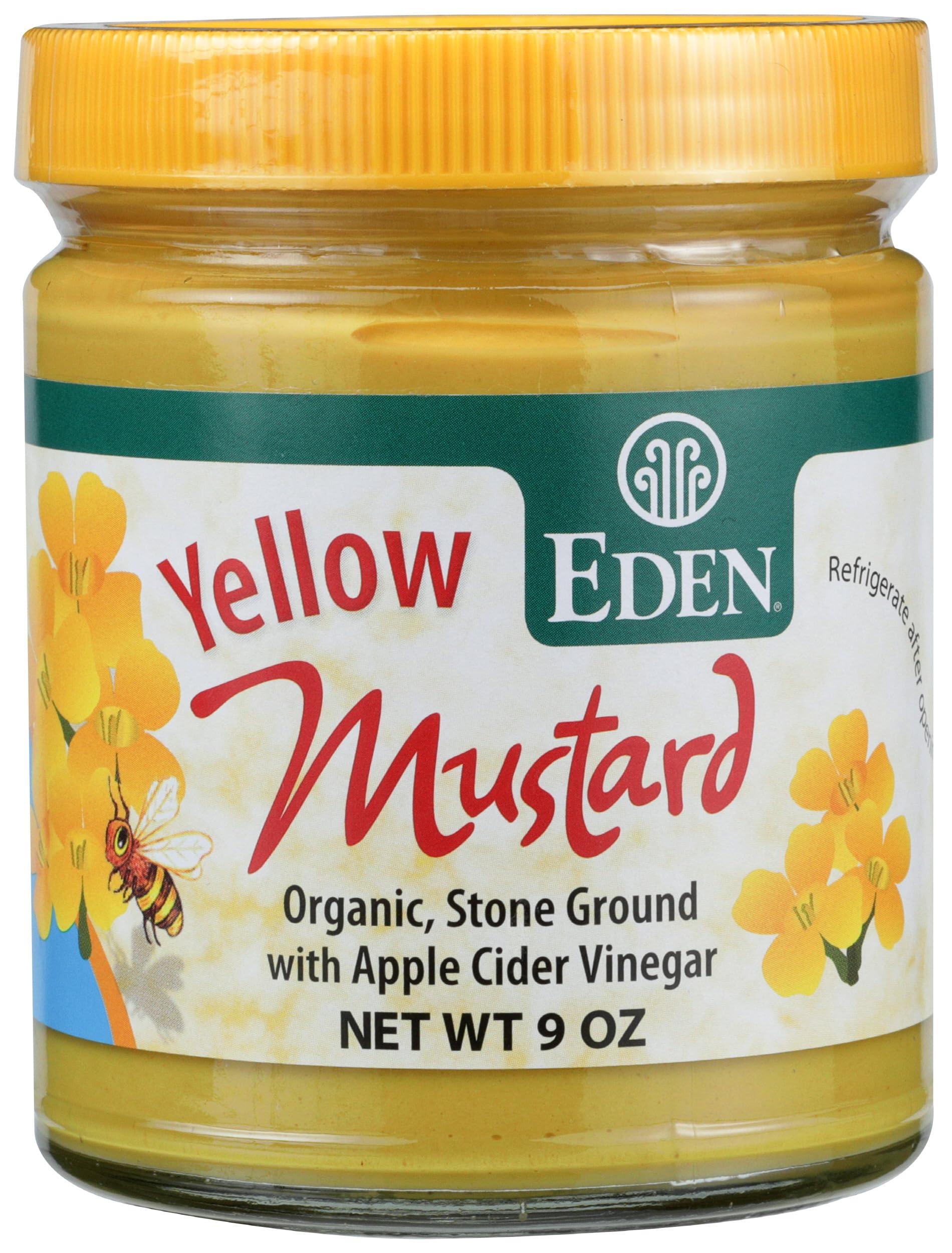 Eden Eden Organic Yellow Mustard, 9 oz Glass Jar, Stone Ground, with Apple Cider Vinegar