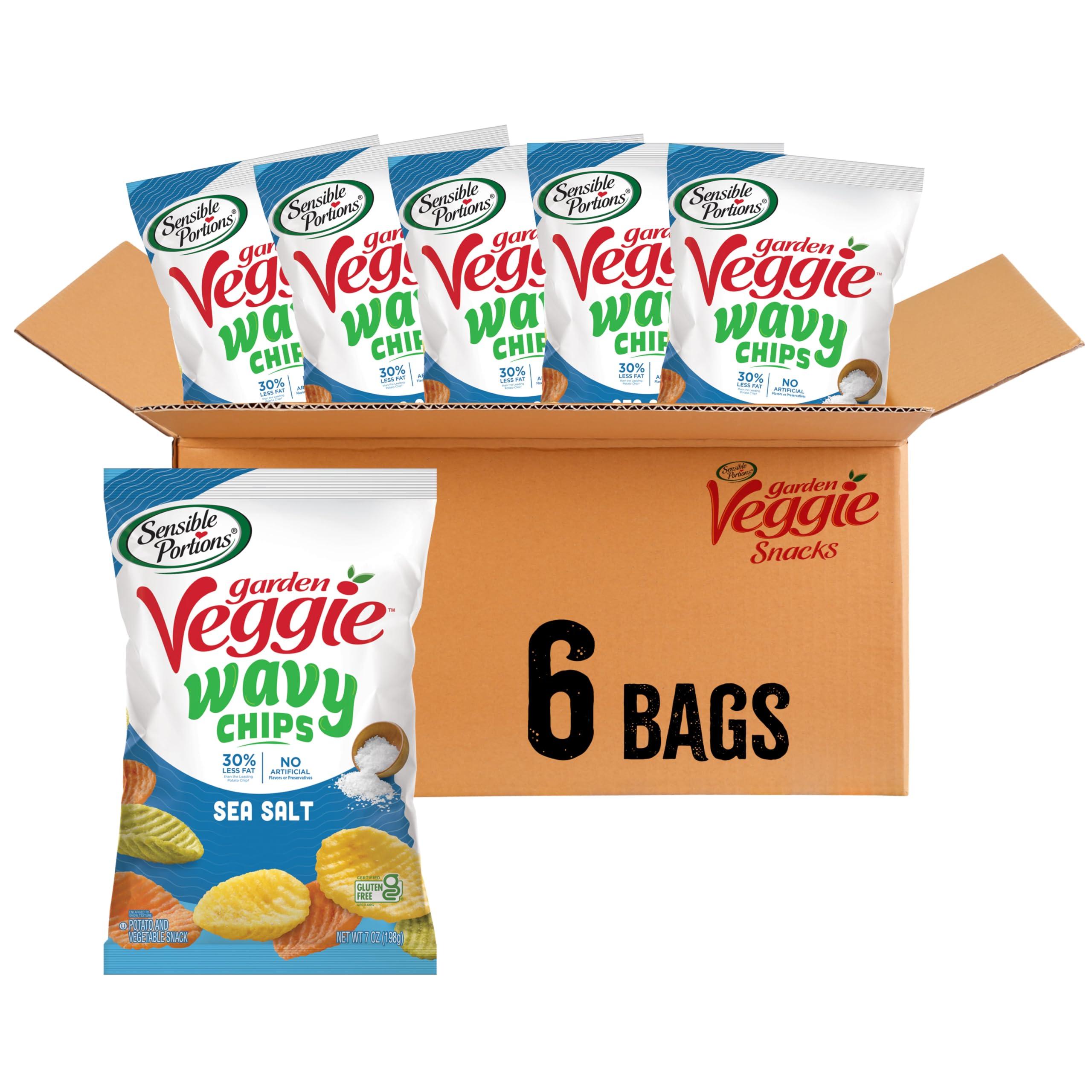 Sensible Portions Sensible Portions Veggie Wavy Chips, Sea Salt Flavor, Gluten-Free Chips, 7 Ounce Bag, 6-Pack
