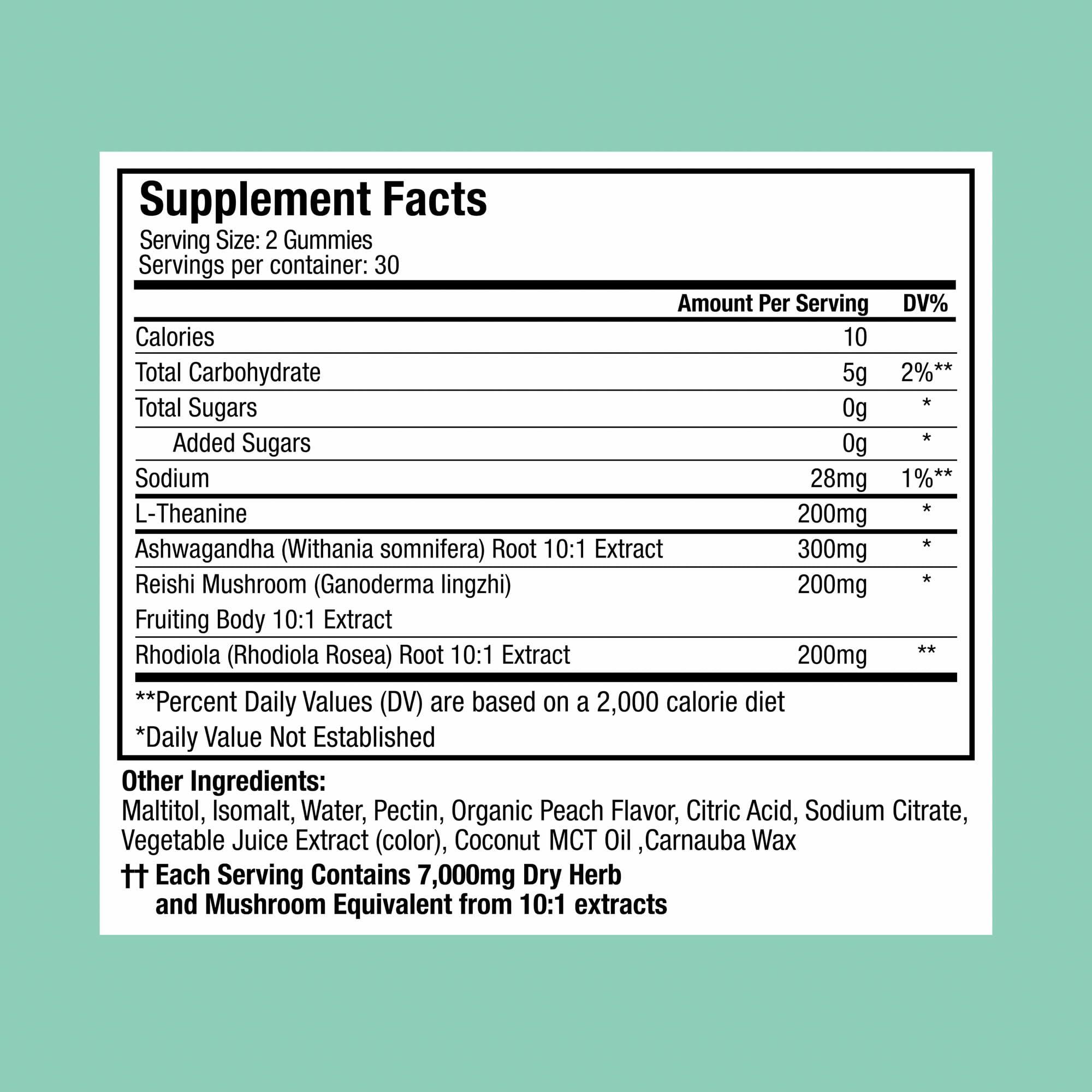 Plant People Plant People WonderCalm Mushroom Gummies - Natural Ashwagandha Supplement to Ease Stress & Boost Mood for Adults without Sugar, Gluten or Artificial Colors, Vegan-Friendly, Peach Flavor, 60 Count