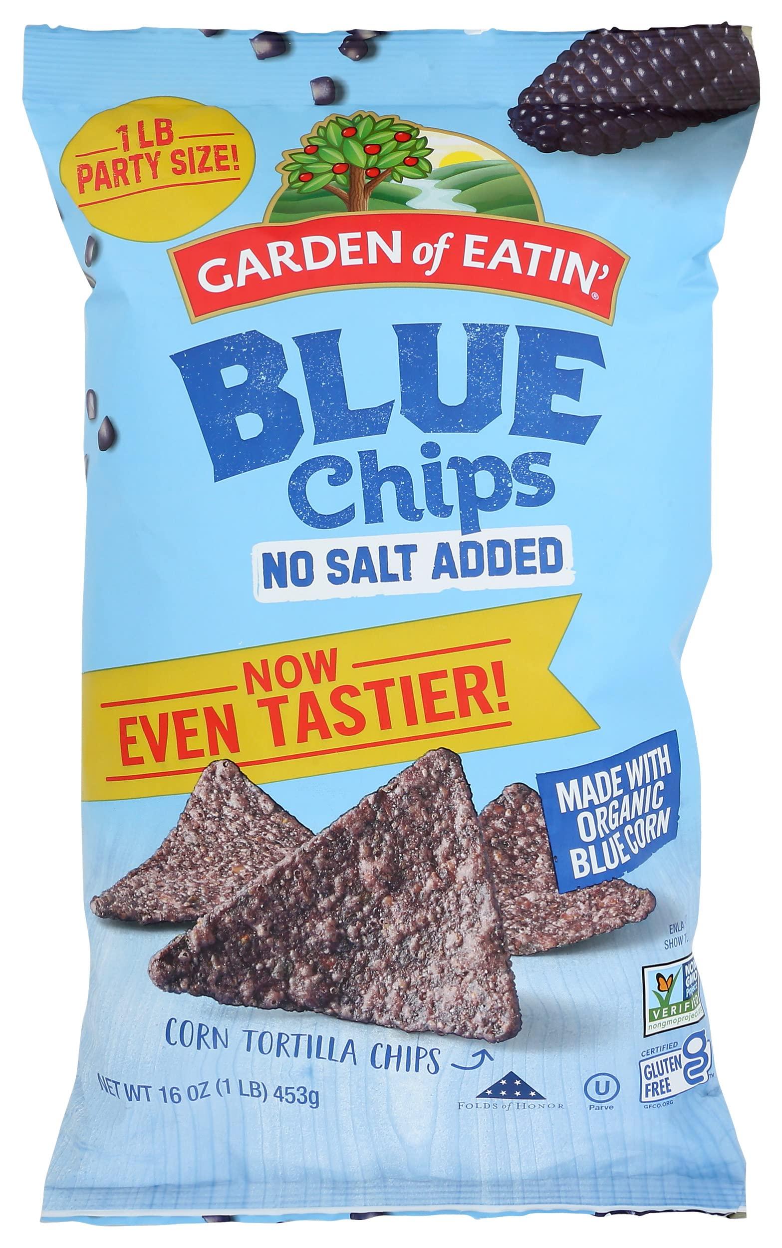 Garden of Eatin\' Garden of Eatin Blue Chips, Unsalted Corn Tortilla Chips, Gluten Free & Non-GMO, 16 Oz (Pack of 12)