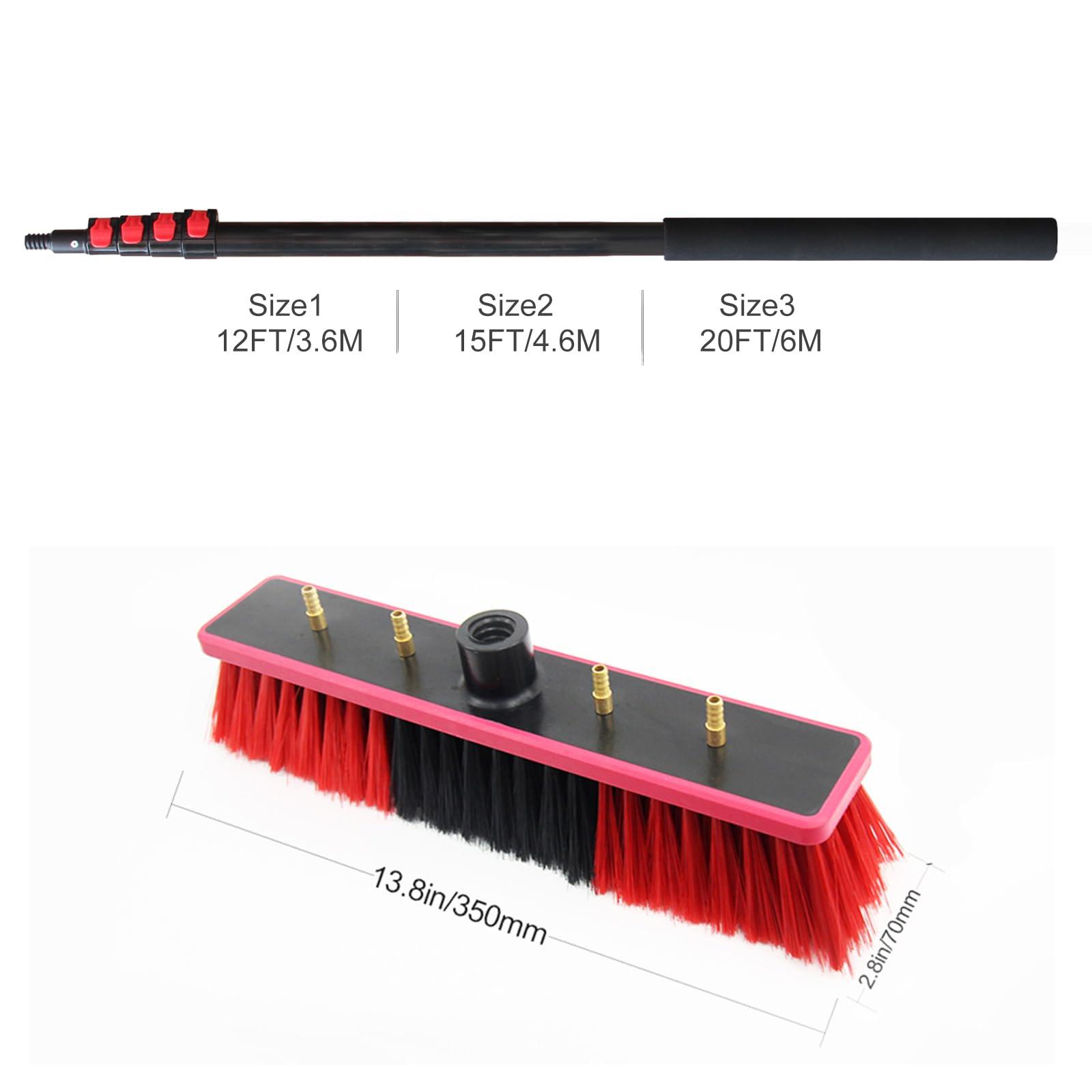 GRASKY Window Cleaning Water Fed Pole Brush Kit with Soap Dispenser Telescopic Extendable Solar Panel Washing Tool