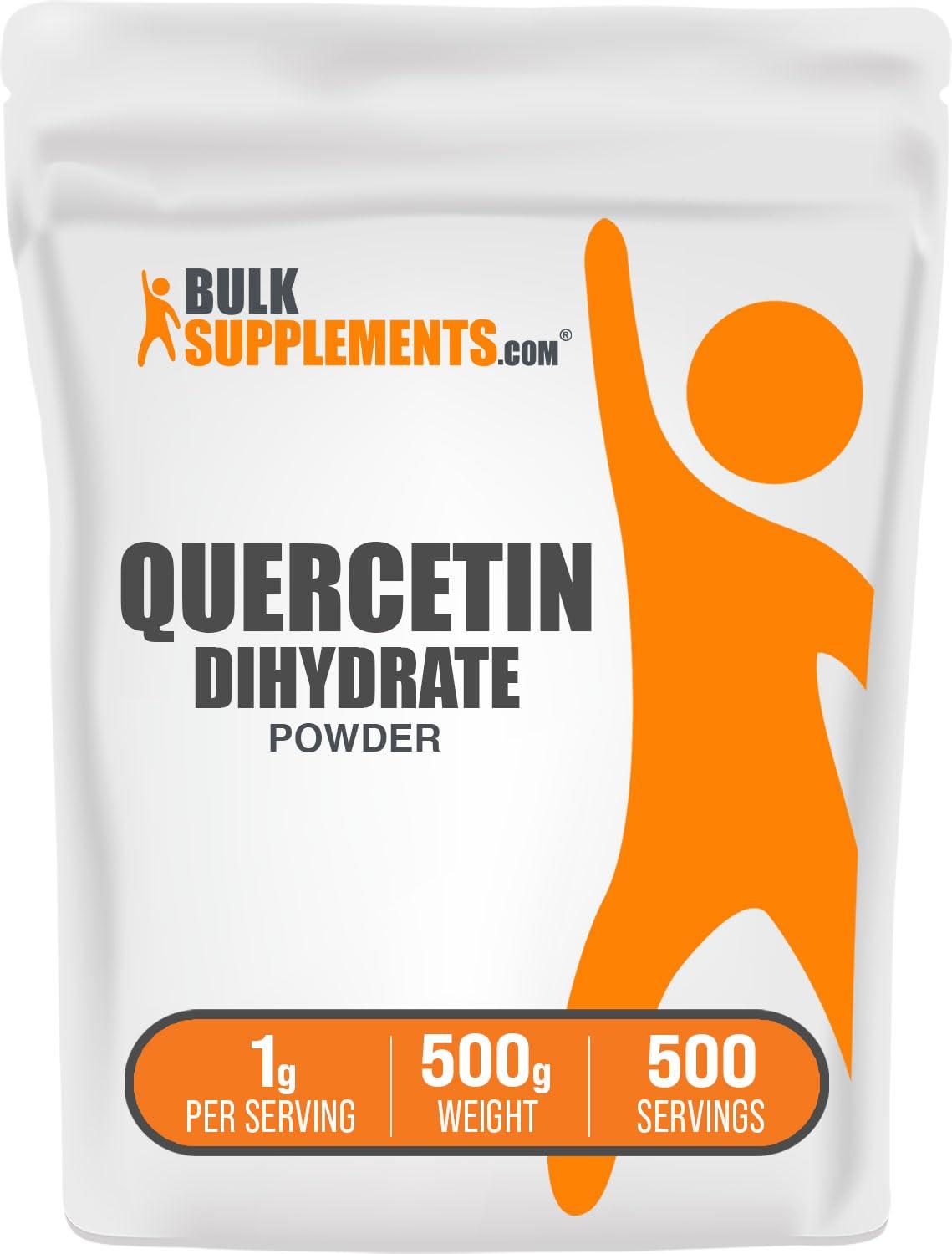 BULKSUPPLEMENTS.COM BulkSupplements.com Quercetin Dihydrate Powder - Quercetin Supplements, Quercetin 1000mg - Antioxidants Source, Vegan & Gluten Free, 1000mg per Serving, 500g (1.1 lbs) (Pack of 1)