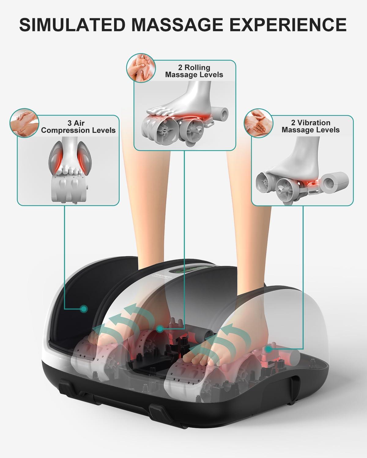 Nekteck Nekteck Foot Shiatsu Massager for Circulation and Pain Relief, Smart Electric Massage Machine with Heat, Deep Kneading, Vibration for Feet, Calf, Arm Muscle Relax White (APP Control)