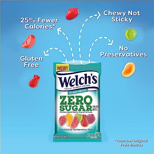 Welch's Welch’s Fruit Snacks, Zero Sugar Variety Pack with Mixed Fruit, Berries 'N Cherries & Island Fruits, Gluten Free, 3 oz (pack of 12)