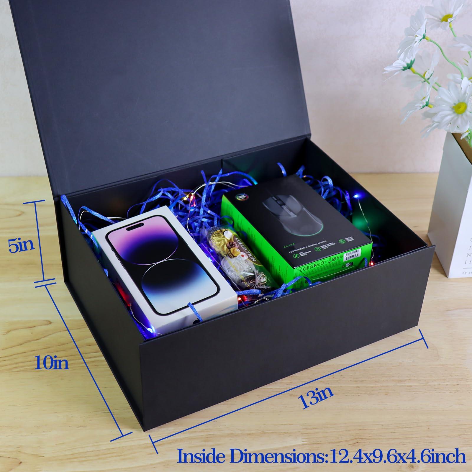 salomayes salomayes Large Gift Box,13x10x5 Inch Magnetic Gift Boxes with Lids for Presents,Luxury boxes for wrapping gifts, for Mother\'s Day,Valentine\'s Day,Wedding, Birthdays, Gift Packging (Black 1 Pcs)