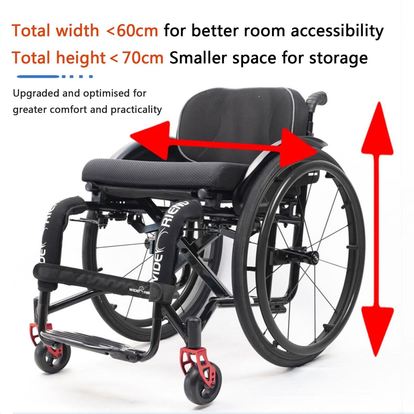 Atduglanix Folding Sports Portable Wheelchairs Aluminum Alloy Wheelchair Manual Wheelchair Handbrakes and Quick Release Rear Wheels & Anti-Tip Wheelsv(Green,Seat width 38cm/14.69in)