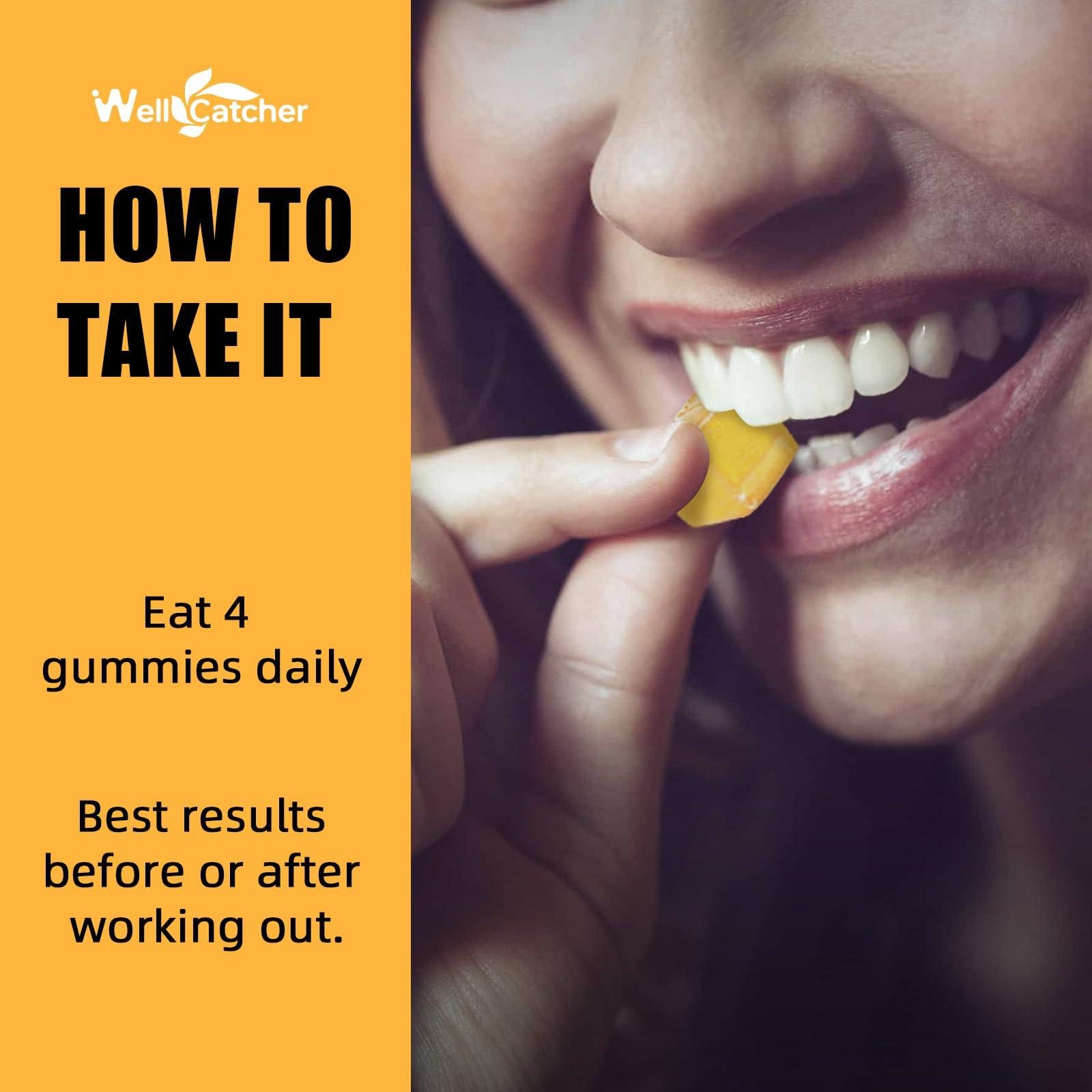 Wellcatcher Creatine Monohydrate Gummies for Men Women - Vegan Creatine Supplement Gummies 5000mg Chewable for Muscle Strength Growth Recovery, Lab Tested Preworkout Gummies Sugar Free Orange Flavor 120ct