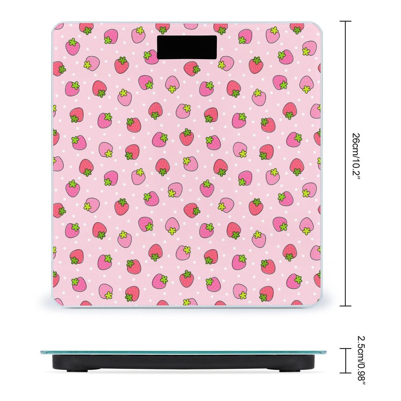 Zenladen1478 Cute Pink Strawberry Digital Bathroom Scale for Body Weight Highly Accurate Body Weight Scale with Lighted LED Display