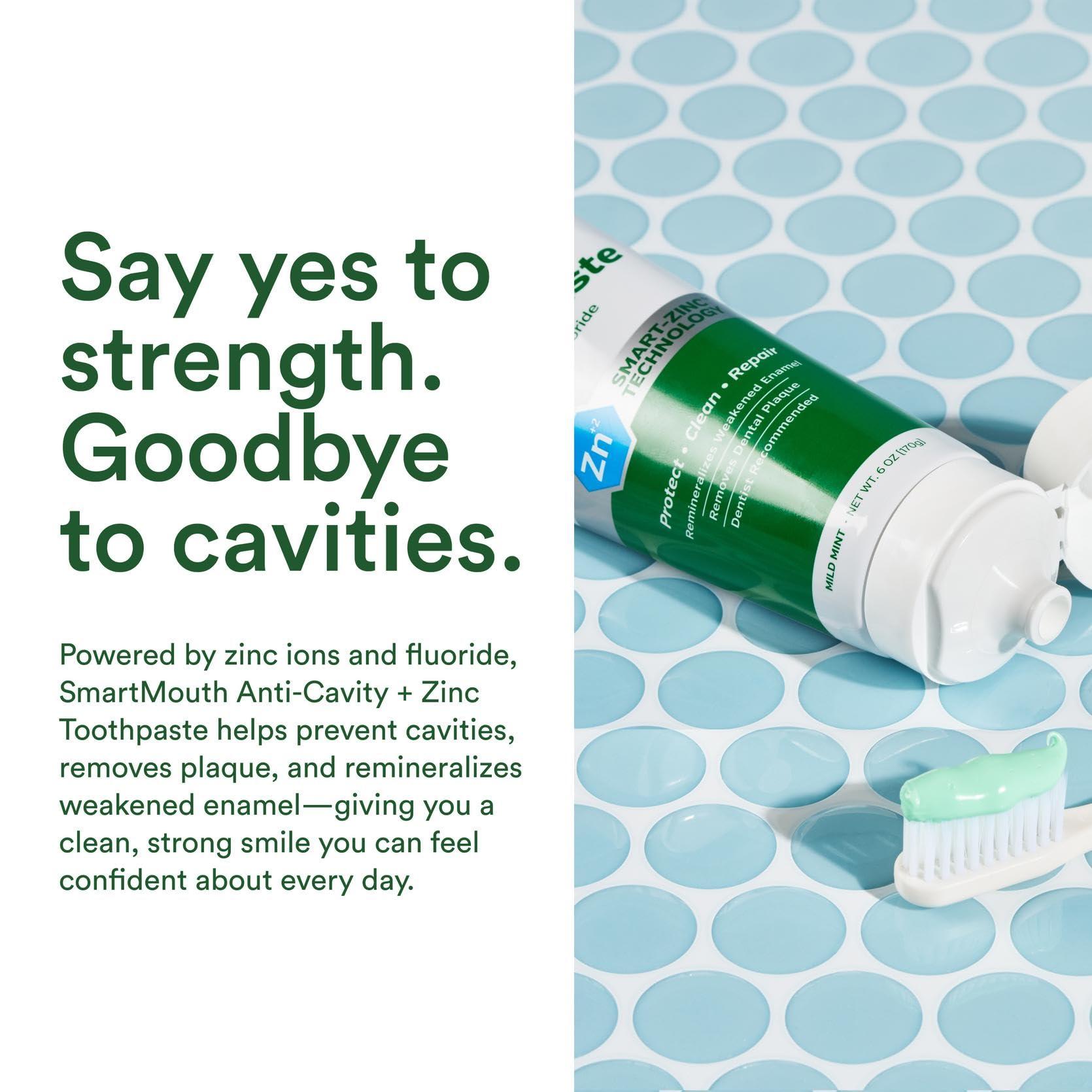 SmartMouth SmartMouth Premium Zinc Ion Toothpaste, Cavity, Enamel, and Plaque Help, Mild Mint, 3.4 Oz, 3 Pack