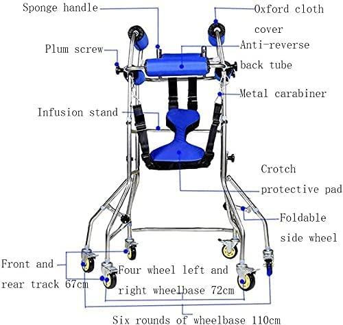 BHANAY Standing Walker for Elderly Stroke Hemiplegic Walking Frame 6 Wheeled Adult Walker for Disabled Cerebral Palsy Rehabilitation Equipment