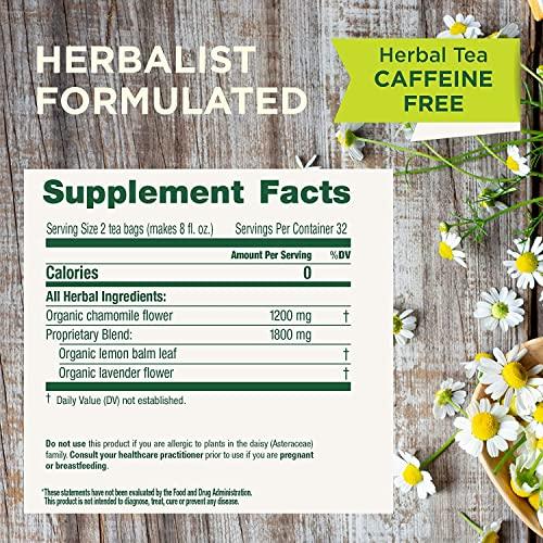 Traditional Medicinals Traditional Medicinals Organic Chamomile & Lavender Herbal Tea, Settles Nervous System, (Pack of 6) - 96 Tea Bags Total